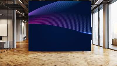 abstract red blue and pink purple gradient wave particle background. flow wave with line landscape.  Wall mural