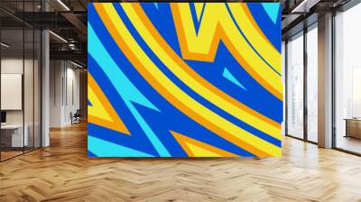 Blue orange and yellow modern racing sport banner Wall mural