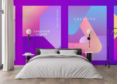 Colorful colourful vector abstract creative cover collection design with shapes. Minimal brochure layout and modern geometric report business flyers poster template. Wall mural