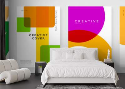 Colorful colourful vector creative design abstract shapes cover. Minimalist simple colorful poster for banner, brochure, corporate, website, report, resume, and flyer Wall mural