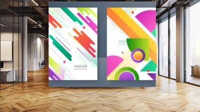 Gradient trendy colourful flowing geometric pattern background texture for poster cover design. Minimal color abstract gradient banner template. Modern vector wave shape for brochure and social media Wall mural