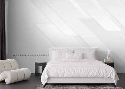 Gray line with white architecture futuristic background minimal concept vector illustration subtle design. Wall mural