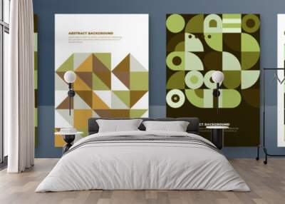 Modern abstract covers set with mosaic minimal covers design. Colorful geometric background, vector illustration. Wall mural