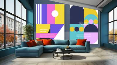 Modern Vector colorful minimal background with geometric shapes elements Wall mural