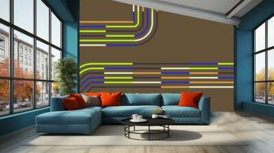 Retro pattern design in abstract funky style with colorful and lines. Vector illustration. Wall mural