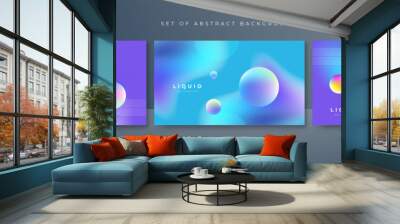 Set of colorful vivid vibrant gradient liquid fluid abstract background Wall mural