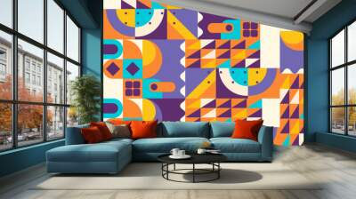 vector flat mosaic background with geometric shapes Wall mural