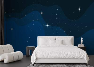 Vector space background . Cute flat style template with Stars in Outer space Wall mural