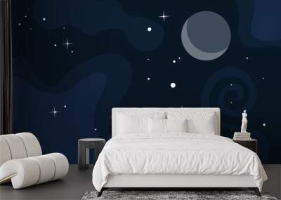 Vector space background . Cute flat style template with Stars in Outer space Wall mural