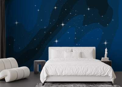 Vector space background . Cute flat style template with Stars in Outer space Wall mural