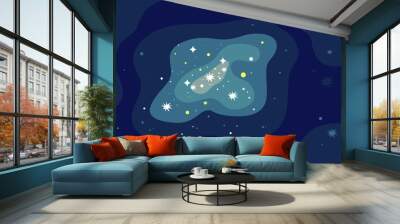 Vector space background . Cute flat style template with Stars in Outer space Wall mural