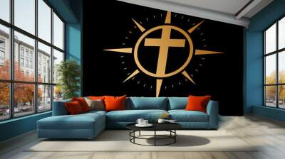 compass of faith cross vector logo design Wall mural