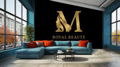 luxurious letter M beauty face decoration for beauty care logo, personal branding image, make up artist, or any other royal brand and company Wall mural