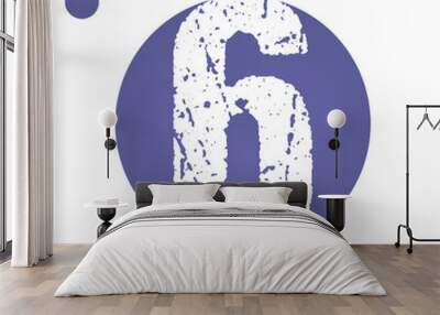 rough number six in gradient very peri circle color vector design element Wall mural