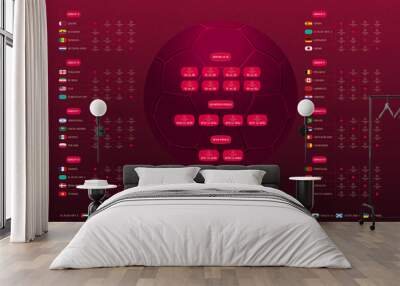 Match schedule final draw results table, vector illustration Wall mural