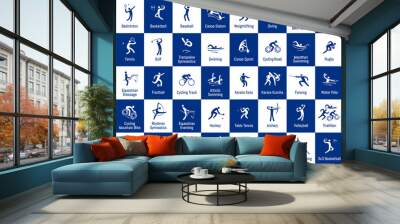 Summer sports icons set, vector pictograms for web and print Wall mural