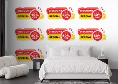 set of sale tags of special discount Wall mural