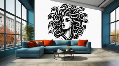 medusa silhouette vector logo design template Wall mural