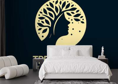 tree human head logo design template Wall mural