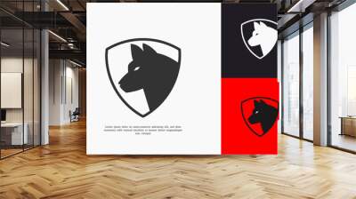 wolf shield logo design template Wall mural