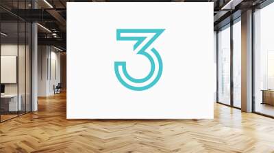 Number Three Logo Design  Wall mural