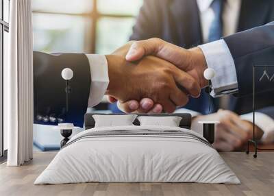 an insurance agent and a client shaking hands Wall mural