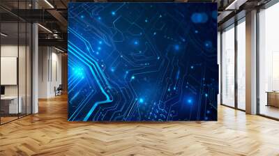 blue tech background Wall mural