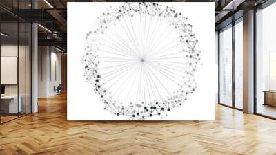 Abstract Cloud Computing and Global Network Connections Concept Design with Transparent Geometric Mesh Structure, Wireframe Ring on White Background - Illustration in Editable Vector Format Wall mural