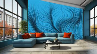 Black and Blue Moving, Flowing Stream of Particles in Curving, Wavy Lines - Digitally Generated Futuristic Abstract 3D Geometric Background Design, Generative Art, Template in Editable Vector Format Wall mural