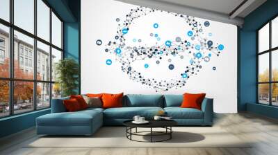 Internet of Things, Cloud Computing Design Concept with Wireframe and Icons - Global Digital Network Connections, Smart Technology Concept Wall mural