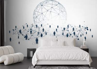 Networks - Business Connections - Abstract Cloud Computing and Global Network Connections Concept Design with Transparent Mesh - Illustration in Editable Vector Format Wall mural