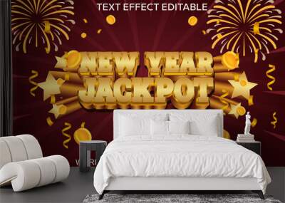 3D text effect new year jackpot vector editable Wall mural