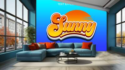 3d text effect sunny vector editable Wall mural