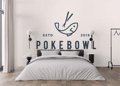 fish poke bowl vector logo design Wall mural