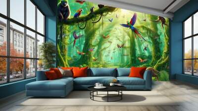 127 Amazon Rainforest Lush green canopy teeming with holographic Wall mural