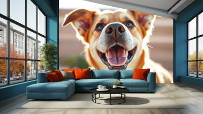 Happy Dog's Face A bright cheerful image of a happy dog ; Wall mural