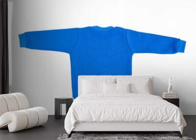 Children blue long sleeve sweater isolated on a white background. Back view Wall mural