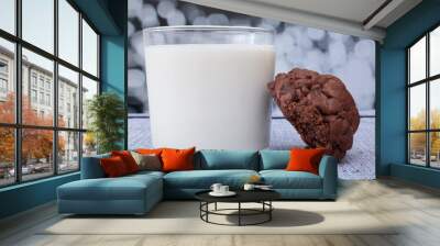 Chocolate cookies on wooden table Wall mural