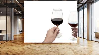 hand holding wine glass in vineyard Wall mural