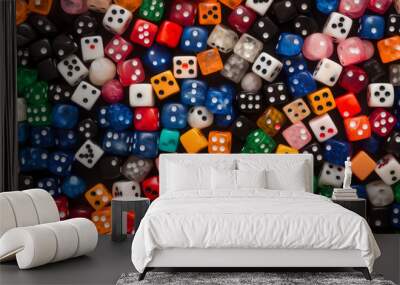 Top view of many colourful dices background Wall mural