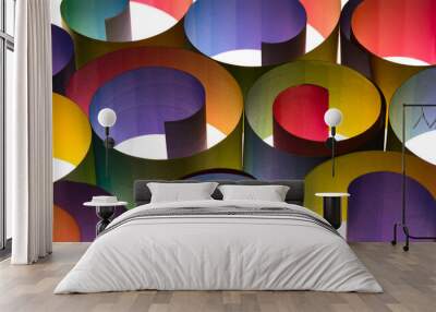 Backlit rolled colorful paper strips  Wall mural