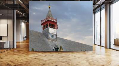 Tower of  Damme old town hall in which a carillon with 25 bells is placed, Belgium Wall mural