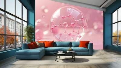 Pink Molecule Sphere in a Dreamy Setting Wall mural