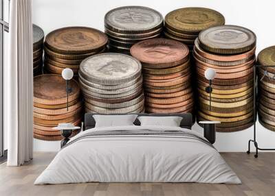 Stack of Coins of Different Denominations Wall mural