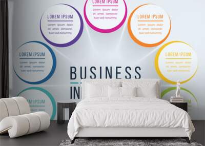 Circle Infographic design 7 steps, objects, elements or options business information Wall mural