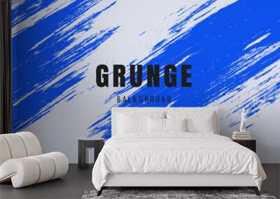 Abstract Blue Diagonal Line Grunge Texture In White Background Wall mural