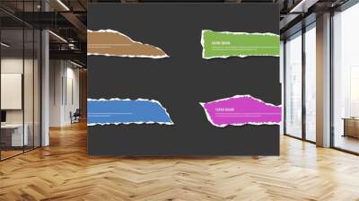 Set Of Colorful Ripped Torn Paper Sheet Frame Banner Wall mural