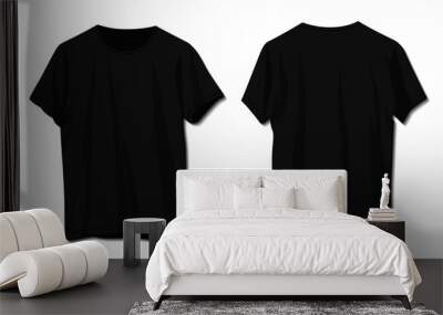 Blank Black t-shirt template. Front and back Wall mural