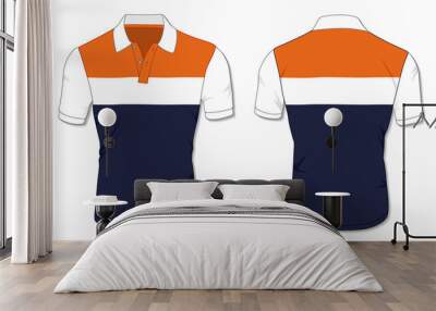 Striped Polo Shirt Template Wall mural