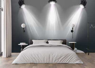 White podium and red carpet illuminated by spotlights Wall mural